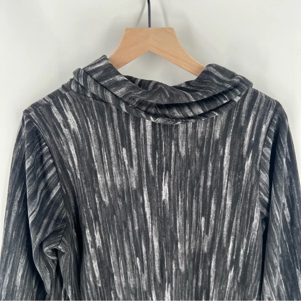 Apt. 9 Abstract Print 3/4 Sleeve Shark Bite Hem Cowl Neck Sweater‎